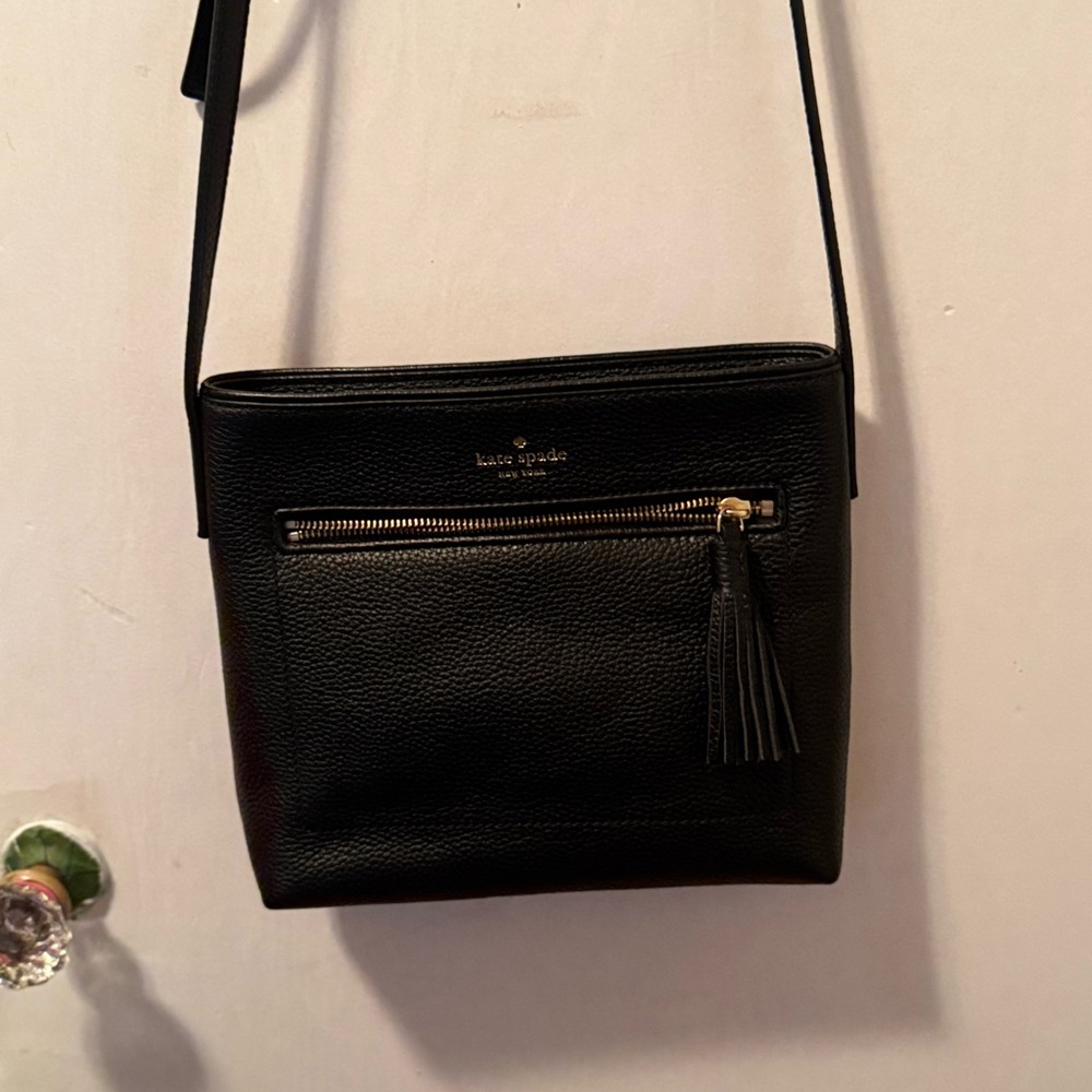 Kate Spade Black Leather Bag with Gold Accents
